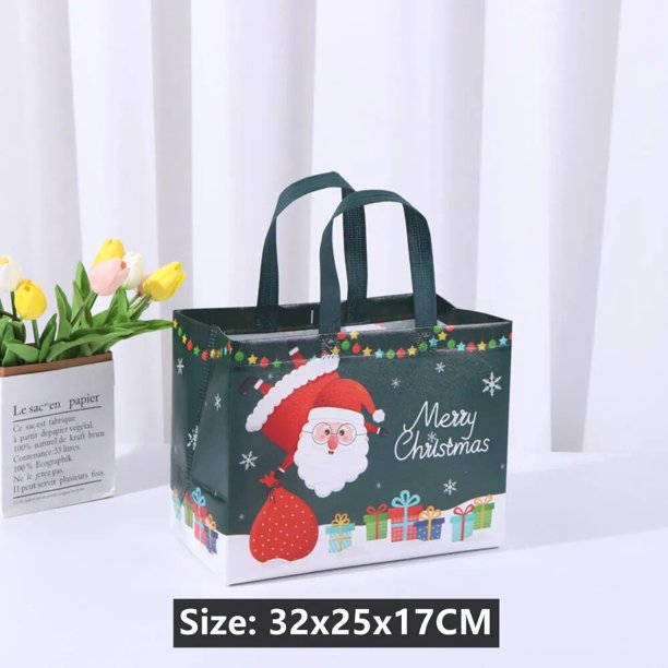 Bolsas de mano de Feliz Navidad, paquete de regalo, mango de tela, Papá Noel, decoración del hogar, favores de fiesta hechos a mano para niños, suministros de Año Nuevo