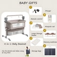 thumbnail image 3 of EaseBaby Electric Baby Bassinet & Bedside Sleeper,Poldable Baby Crib with Bluetooth music and 3-Level Height Adjustment,Unisex,KHAKI, 3 of 12