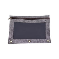 FAMTKT Pencil Pouch for Binder, Binder Pencil Case with Smooth Zipper, Clear Window Pencil Case for Binder, Big Capacity 3 Ring Binder Pencil Bag, Gray on Clearance