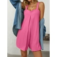 thumbnail image 4 of IROINNID Solid Color Jumpsuits for Women Summer Casual Short Jumpsuit Shorts Sleeveless Overalls Wide Leg Romper Shorts with Pockets(Hot Pink,M), 4 of 8