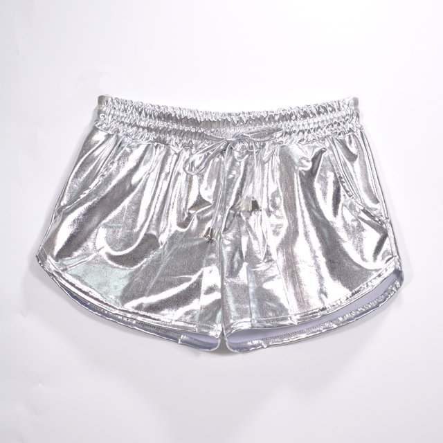 Pantalones cortos de PU con cordones elásticos de color sólido, pantalones de cuero, pantalones cortos de charol, ropa sexy para mujeres europeas y americanas