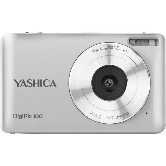 Yashica DigiPix 100 Digital Camera, FHD 1080P Camera for Photography, Digital Point and Shoot Camera with 16X Zoom, Supports Micro SD Cards, Mini Digital Camera for Teen Girls and Boys – Silver