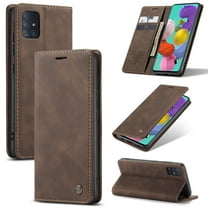 Dteck Wallet Case For Samsung Galaxy A51 (not Fit A50), Premium PU Leather Wallet case Magnetic Flip Folio [Kickstand Feature] with ID&Credit Card Pockets,Coffee