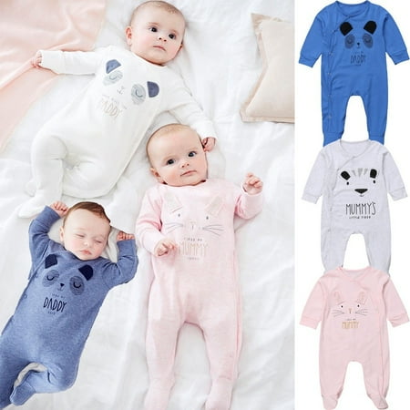 

Newborn Baby Girl Boy Bear Romper Long Sleeve Round Neck Jumpsuit Outfits Cotton