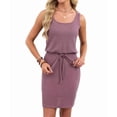 thumbnail image 3 of Women'S Waffle Knit Tank Dress Sleeveless Square Neck Casual Summer Outfit Brick Red S, 3 of 9