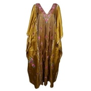 Mogul Womens Kashmiri Kaftan Double Shaded Ethnic Floral Embroidered Caftan Evening Wear Beach Cover Dresses Indian Kaftan Maxi Dress Cover Up Gift For Mom