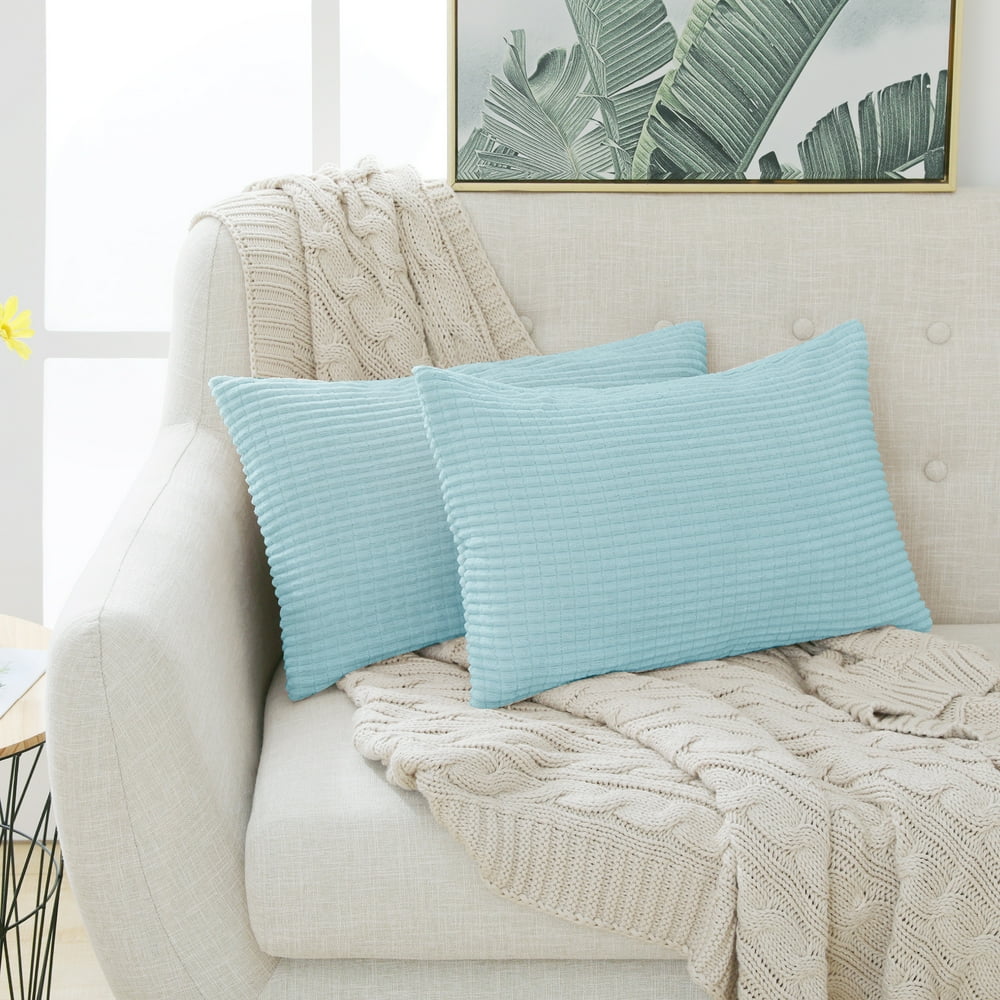 Deconovo Corduroy Rectangle Throw Pillow Cover 12x20 inch Cozy Cushion