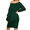 thumbnail image 2 of Women Knitted Bodycon Dress Casual Long Sleeve Dresses Autumn Winter Dress with Bowknot Tie, 2 of 3