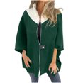 thumbnail image 2 of Fall and Winter Warm Fleece Coat for Womens Fashion Plus Size Loose Casual Solid Color Matching Jacket Zipper Stand Collar Woolen Top, 2 of 7
