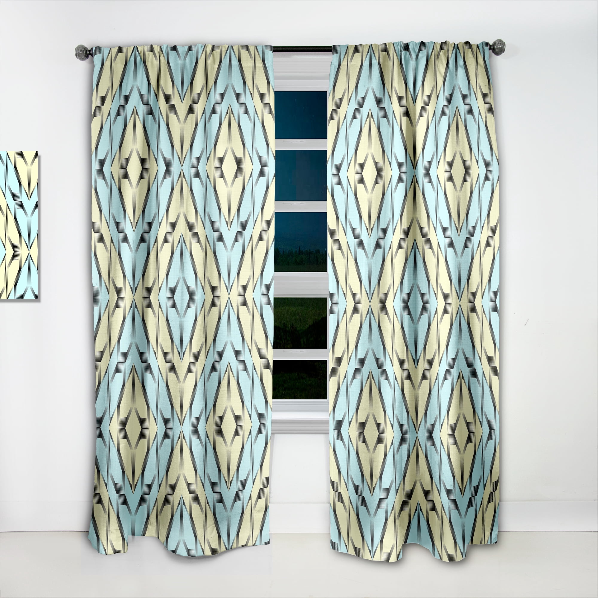 Designart 'Monochrome Fashion Ornament' Mid-Century Modern Curtain Panel