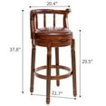 thumbnail image 7 of Solid Rubber Wood Frame Bar Stools Seat of 360° Swivel Counter, Vintage Upholstered Armless Barstools with Back and Leather Padded Seat for Kitchen Island Home Bar (Brown), 7 of 7