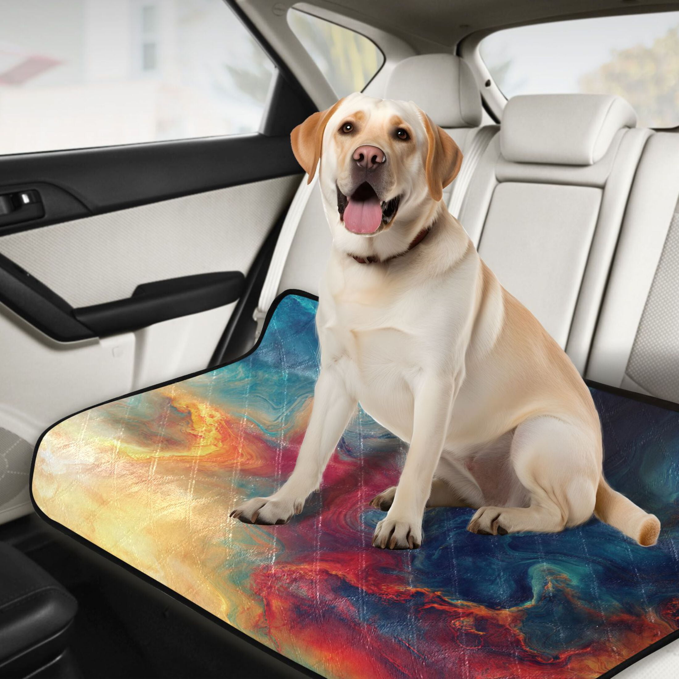 Qxltty Colorful Flow Pattern Cat litter Pads Pet Set of 3 Diaper Mats Center Anti-leakage Layer Absorbent Soft and Comfortable