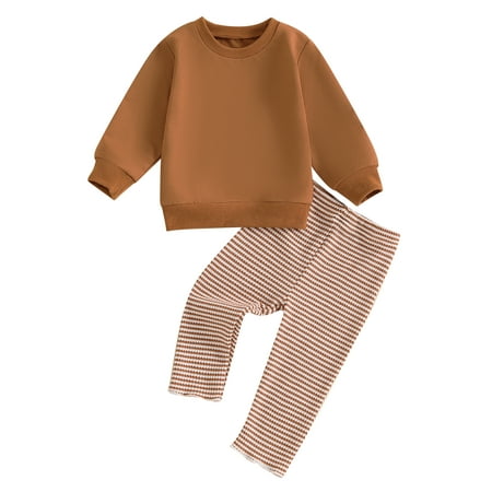 

Wilcliar Baby Girls Tops Pants Outfits Long Sleeve Pullover Sweatshirt Striped Elastic Waist Pants