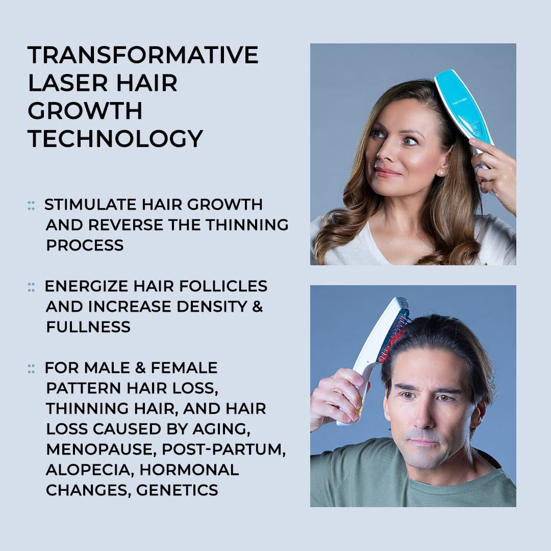 Laser Comb for Hair Growth, Hairmax Ultima 9 Classic FDA-Cleared Regrowth Device, Red Light Therapy, Cordless, For Men & Women