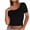 Black-04, variant on Mittory Women Scoop Neck Short Sleeve Crop Tops Tight Slim Fit Ribbed Cropped Tee Shirt Going Out Workout Tshirt