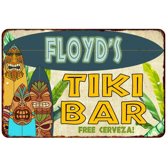Floyd's TIKI BAR Island Sign Metal Wall Decor 8 x 12 High Gloss Metal 208120058173