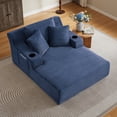 thumbnail image 3 of Oversized Chaise Lounge Chair Indoor, Comfy Deep Seat Sleeper Cloud Couch with 2 Cup Holder & Throw Pillow, Faux Fur Upholstered Deep Seat Accent Chair for Living Room & Office, No Assembly Required, 3 of 9
