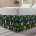 thumbnail image 1 of Botanical Bed Skirt, Rhythmic Print of Exotic Monstera Palm Leaves on Dark Background, Elastic Bedskirt Dust Ruffle Wrap Around for Bedding Decor, 4 Sizes, Dark Taupe Multicolor, by Ambesonne, 1 of 2