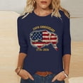 thumbnail image 4 of Women 250th Anniversary USA Graphic T Shirt, Patriotic Printed Round Neck Casual Top, Three Quarter Sleeve Pullover Blouse, Soft Polyester Loose Fit, Independence Day 4th of July, 4 of 7