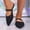 Black, variant on PiGOGI Women Closed Toe Pointed Toe Flat Slippers Two Way Sandals Adjustable Strap Summer Casual White