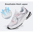 thumbnail image 3 of LUCKY STEP Chunky Fashion Mesh Sneakers Casual Running Walking Shoes,White/Silver,Womens, 3 of 10