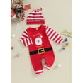 thumbnail image 3 of Newborn Baby My First Christmas Outfit Boy Girl 3 6 12 18 Months Santa Claus Long Sleeve Jumpsuit Romper with Hat 2Pcs Clothes Set, 3 of 7