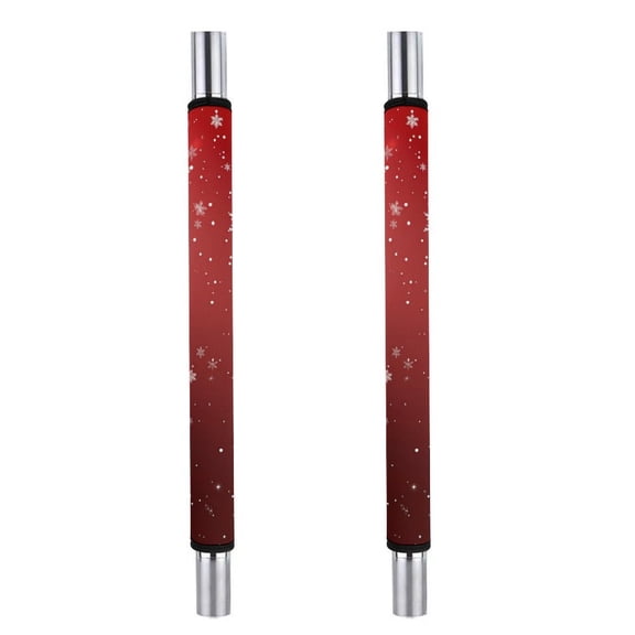 POBUDS HOME 2 PCS Refrigerator Door Handle Covers Kitchen Appliance Decor Handles Anti-Skid Anti-Static Protector Fridge, Dishwasher Oven, Elegant Red Christmas with Snowflake