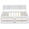 thumbnail image 4 of White Full Size Wood Daybed with Storage, 4 Drawers & 2 Shelves, Modern Bed Frame with Casters, 4 of 10