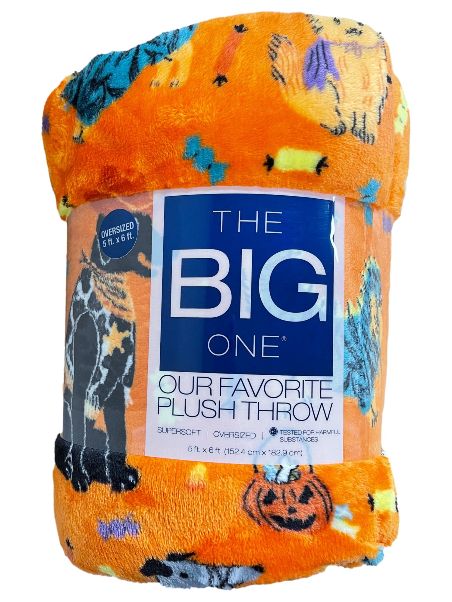 The Big One Oversized Plush Scary Halloween Dogs Throw Blanket - 5'x6' Orange