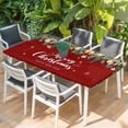 thumbnail image 2 of Red Christmas Table Cloths for 4 Foot Rectangle Tables, Xmas Botanical Ball Bell Patio Waterproof Elastic Fitted Tablecloths, Washable Rectangular Table Cover for Camping, 2 of 8