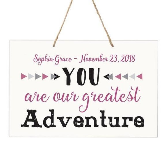 LifeSong Milestones Personalized Wall Decor For Nursery Girls Bedroom Rope Hanging Wall Art Decoration