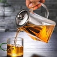 thumbnail image 3 of pitrice Tea Pot with Stainless Steel Infuser Transparent Temperature Glass Kettle Square Filter Juice Heated Container Home Office Hotel 350ml, 3 of 8