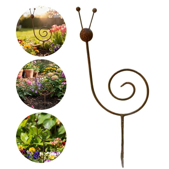 Rusty Metal Snail Garden Stake, 34.64 Inch Yard Art Sculpture, Outdoor Lawn Ornament for Patio, Porch, Backyard Decor