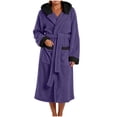 thumbnail image 2 of qolati Soft Robe for Women Warm Long Sleeve Plush Warm Winter Housecoat Spa Towel After Shower Lightweight Fluffy Long Hooded Bathrobe with Pockets, 2 of 6