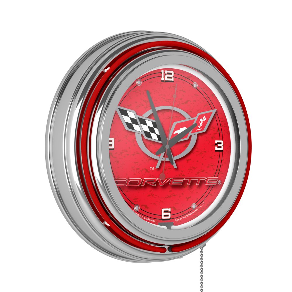 Corvette C5 Neon Clock 14 inch Diameter Red