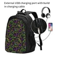 thumbnail image 2 of Balery Neon Mardi Gras Print USB Charging Backpack for Men and Women - Water-Resistant, Anti-Theft Laptop Backpack with USB Port for Travel, Work, School, and College, 2 of 7