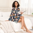 thumbnail image 5 of FORMRS Womens Long Sleeve Nightgowns Crew Neck Sleep Shirt Soft Pajamas Sizes S-3XL, Blue Circle Mosaic, 5 of 8
