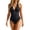 Black #093, variant on Womens One Piece Swimsuit Halter Deep V Neck Tummy Control Gradient Bathing Suit Slimming Open Back Monokini Swimwear for Beach Pool Vacation, M