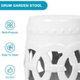 thumbnail image 5 of 10.5" x 17" Glazed Drum Stool | Side Table for Patios and Balconies | High - grade Ceramic Material | Reduced Weight with Cutwork Design, 5 of 6