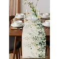 thumbnail image 4 of Ldtrchee Sage Green Eucalyptus Table Runner 120 Inches, Country Leaf Plants Retro Beige Bed Runner Dresser Scarves Tabletop for Indoor Outdoor Parties/Ceremony/Banquet, 13"x 120", 4 of 8
