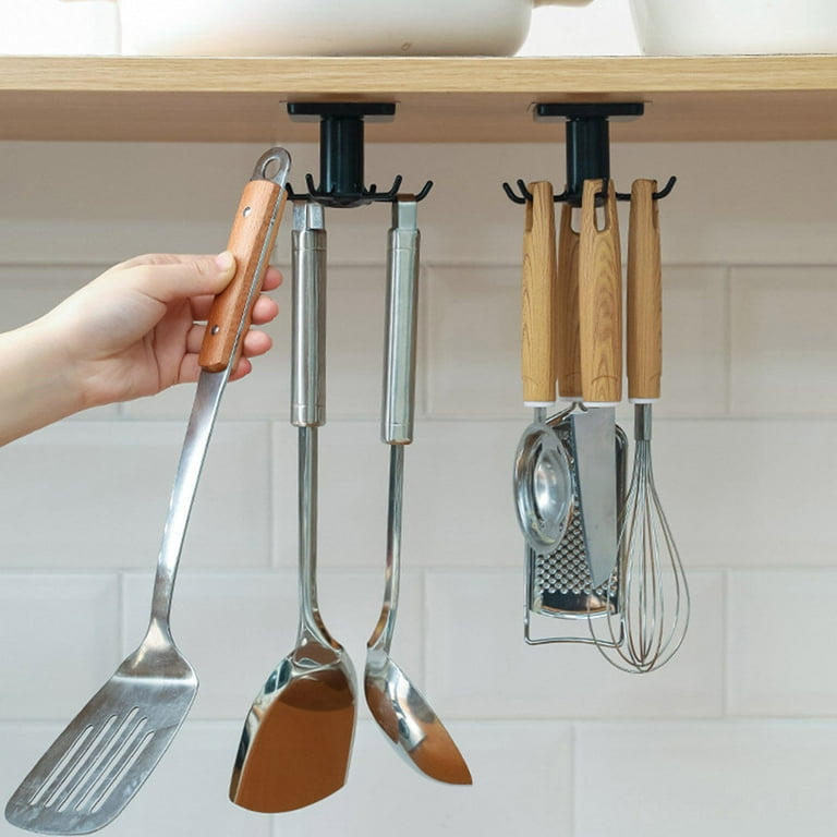Under-Cabinet Spinning Kitchen Utensil Storage 6-Hook Hanger  Kitchen  utensil storage, Kitchen cupboards, Utensil storage