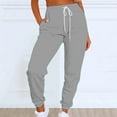 thumbnail image 2 of Clearance! sweatpants women women's pants Women's Solid Color Casual Sports Tie Up Waist With Plush Sweater Material Pants Best Sale Grey1, 2 of 4