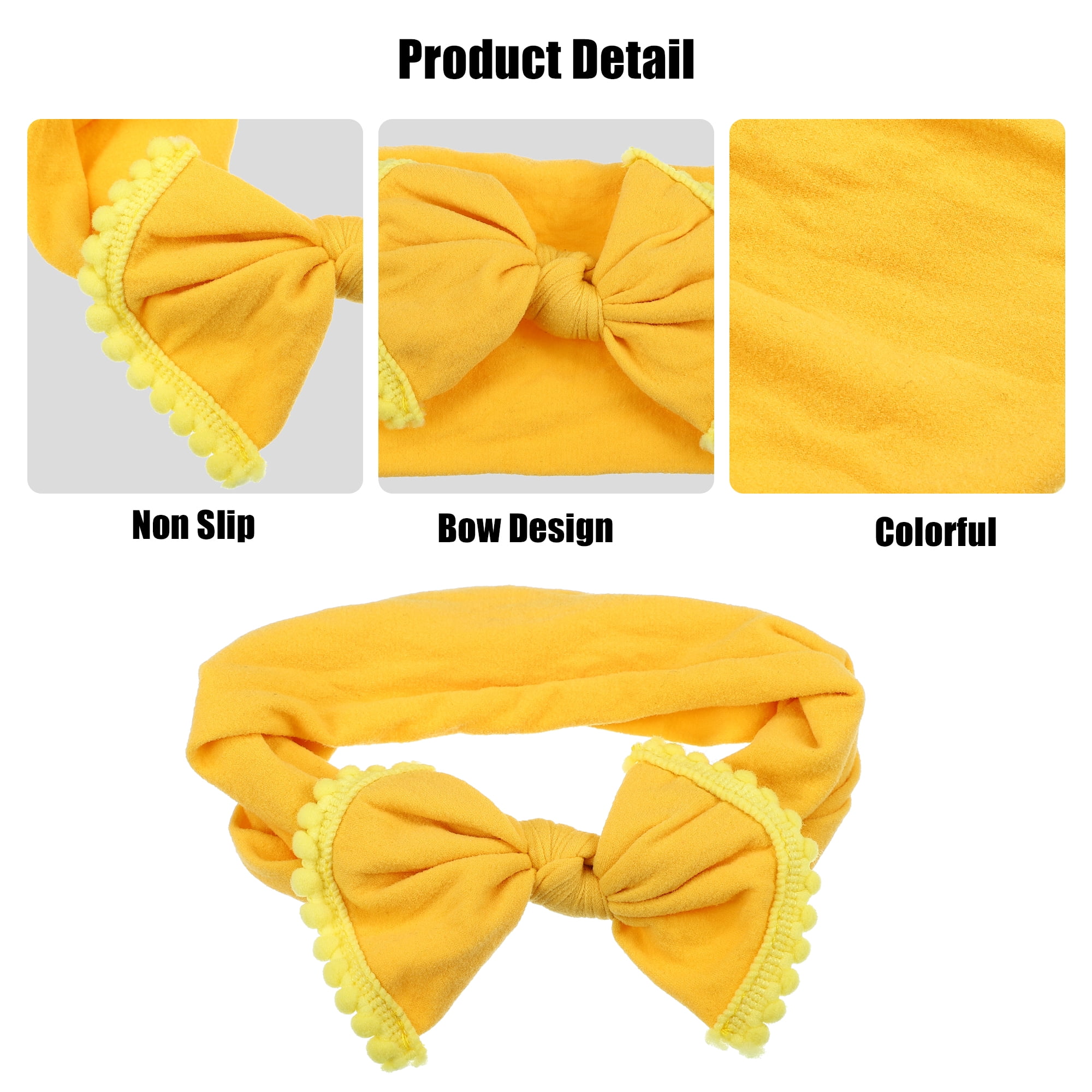Unique Bargains Bow Fashion Cute Cotton Headband Hair Band 6.3 Inch Yellow
