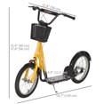thumbnail image 3 of Aosom Trottinette, trottinette pour Enfants avec Guidon Ajustable, Orange, 3 of 10