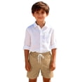 thumbnail image 5 of LIJCC Boys Summer Pocketless Shorts Solid Color Casual Loose Fit Thin Casual Shorts Quick Drying Beach Shorts(Bronze,5-6 Years), 5 of 5