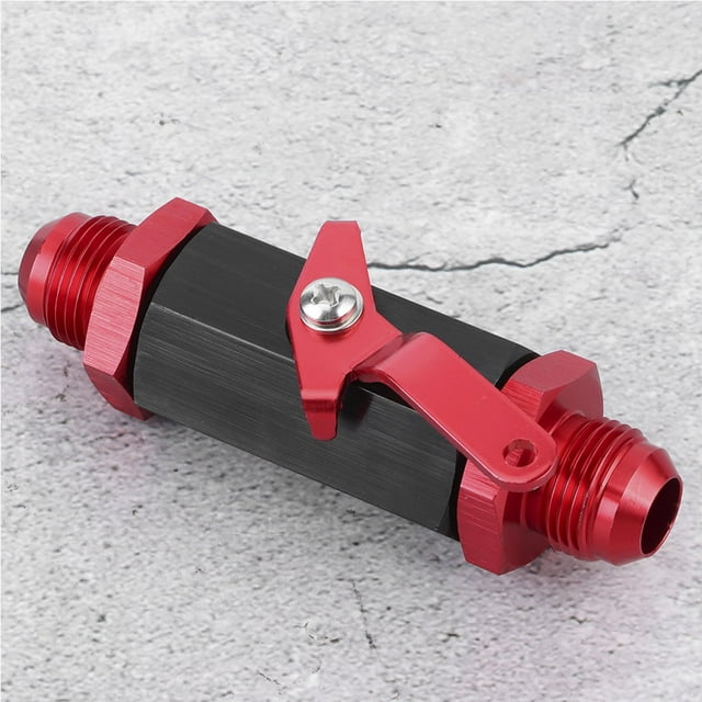 Shut Off Check Valve, Aluminum Alloy High Capacity Shut Off Valve Fuel Fitting For Any AN10 Fuel Pipe For Car Refitting Replacement Black,Red