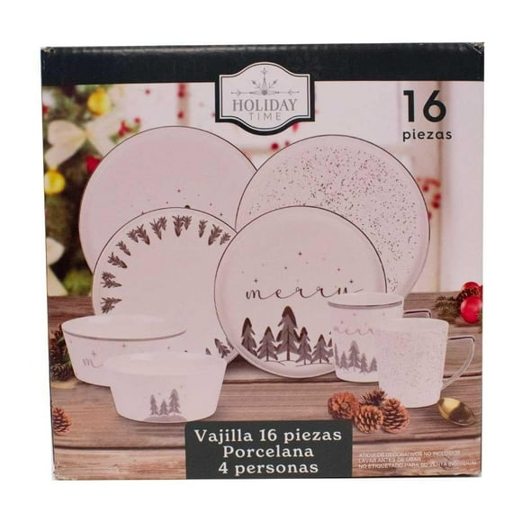 Vajilla Holiday Time 16 Piezas Blanca
