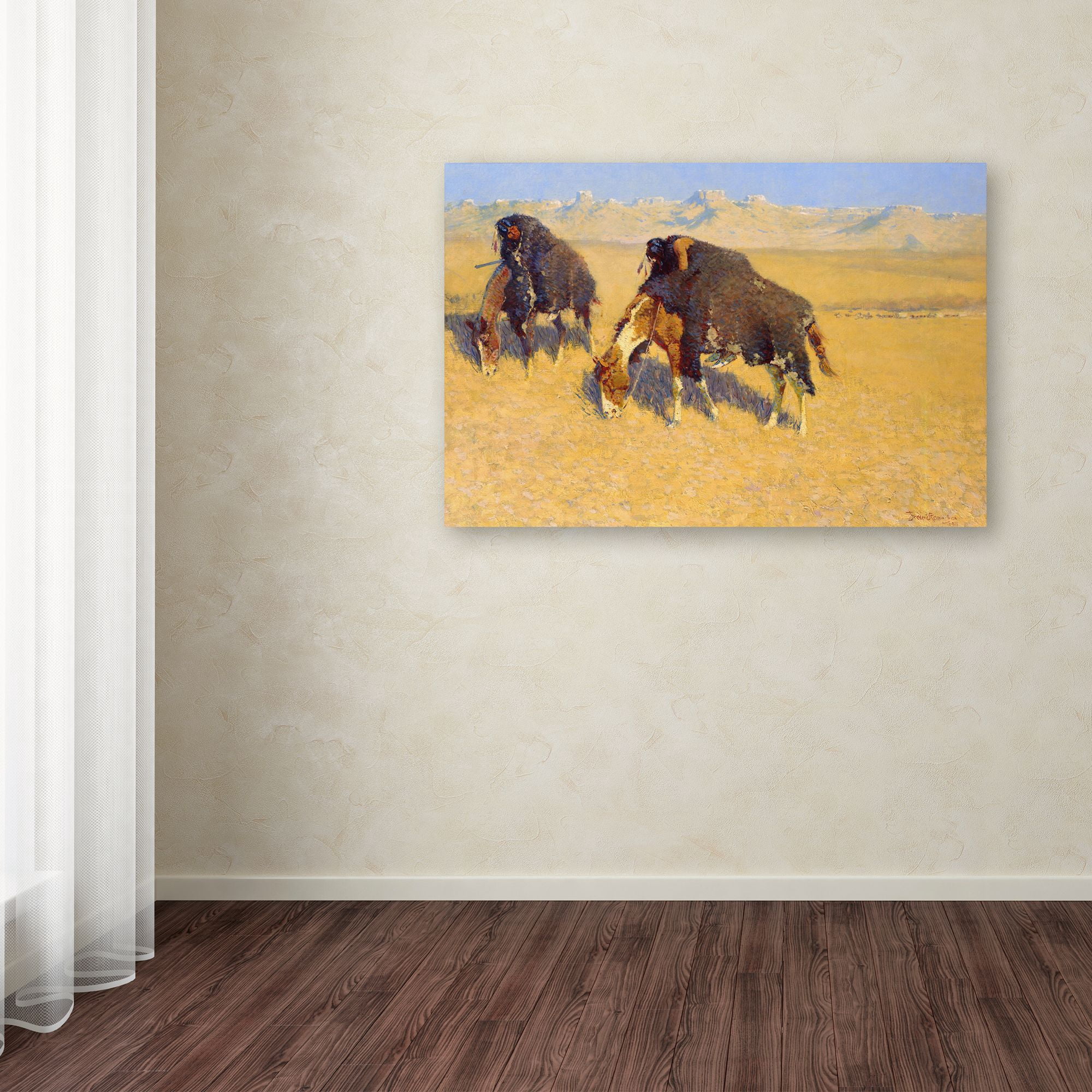 Trademark Fine Art 'Indians Simulating Buffalo' Canvas Art by Frederic Remington