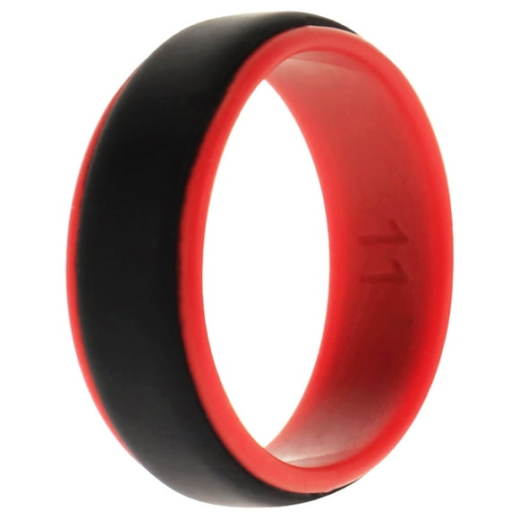 Anillo de boda de silicona con 2 capas - Rojo-Negro de ROQ para hombre - Anillo de 11 mm