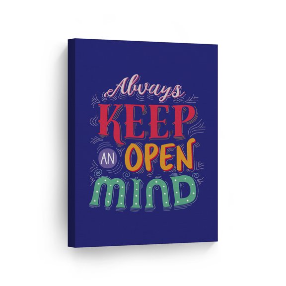 Smile Art Design Always Keep an Open Mind Inspiring Quote Motivational Canvas Wall Art Inspirational Wall Art Entrepreneur Quote Canvas Print Modern Office Living Room Decor Gift Ready to Hang 12x8